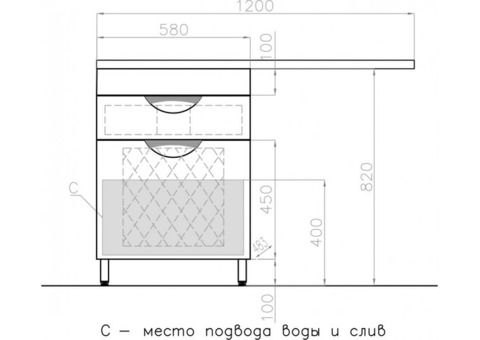 Тумба с раковиной Style Line Жасмин 60 Космос/Даллас 120 Люкс Plus L с одним ящиком и бельевой корзиной