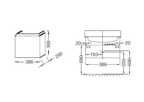 Тумба под раковину Jacob Delafon Rythmik EB1036-G80 386х290х369 мм светло-коричневый лак