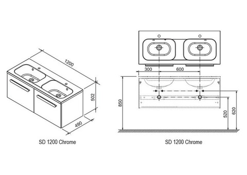 Тумба под раковину Ravak Chrome SD 1200 X000000964 белый глянец/каппучино