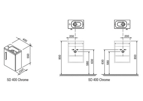 Тумба под раковину Ravak Chrome SD 400 X000000538 глянцевая белая