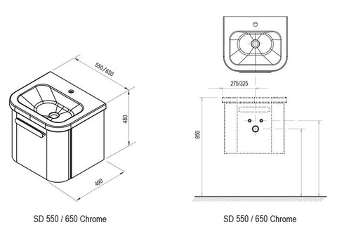 Тумба под раковину Ravak Chrome SD 650 X000000638 матовая серая