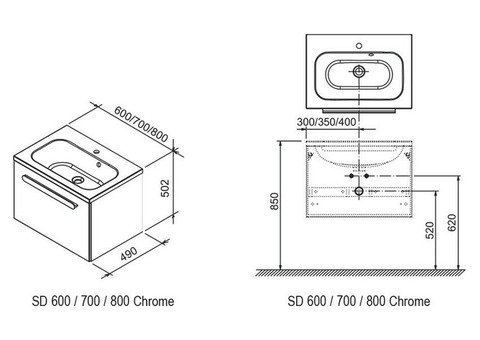 Тумба под раковину Ravak Chrome SD 700 X000000962 белый глянец/каппучино