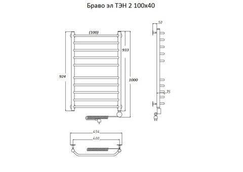 Полотенцесушитель электрический Тругор Браво ТЭН 2 100х40 см ЛЦ4