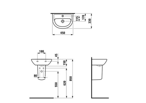 Мини-раковина Laufen Pro B 8.1595.2.000.104.1 450х330 мм