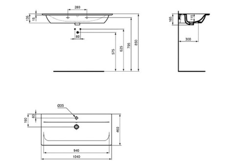 Раковина Ideal Standard Connect Air E027401 1040x460 мм