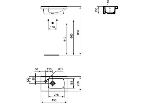 Раковина Ideal Standard Connect Space E136401 450x250 мм