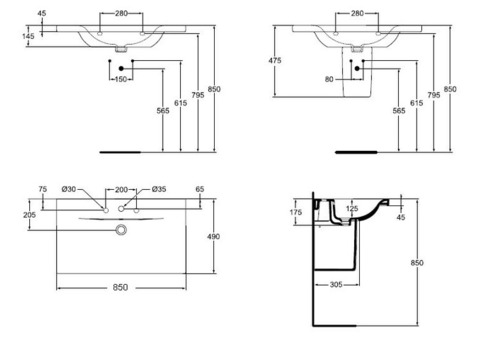 Раковина Ideal Standard Connect Vanity E812701 850x490 мм