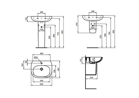 Раковина Ideal Standard Tesi T351501 550x450 мм