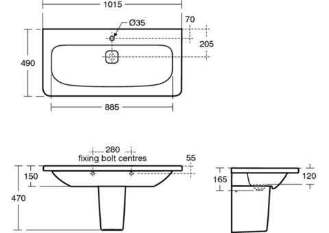 Раковина Ideal Standard Tonic II K087201 1150x490 мм