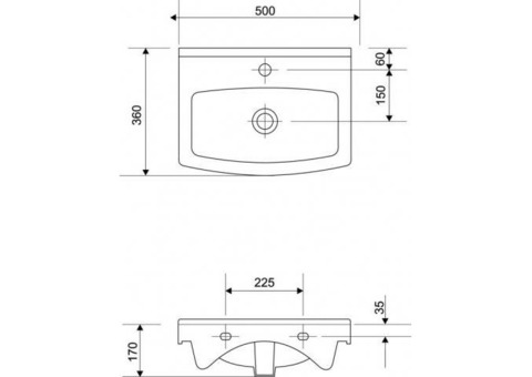 Раковина встраиваемая Cersanit Cersania CE 50 B 505х385 мм