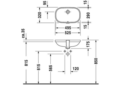 Раковина встраиваемая Duravit D-Code 033849 525х320 мм