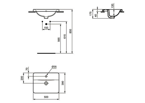 Раковина встраиваемая Ideal Standard Connect E504301 500x390 мм