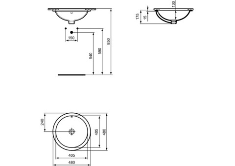 Раковина встраиваемая Ideal Standard Connect E505401 480x480 мм