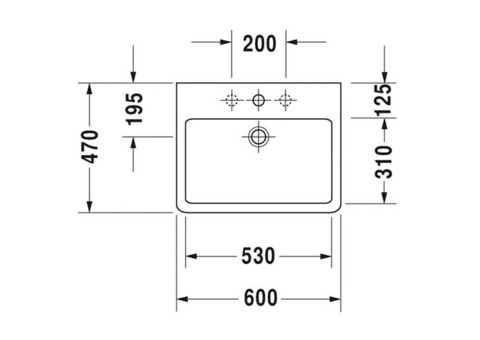 Раковина накладная Duravit Vero 044560 нешлифованная 600х470 мм