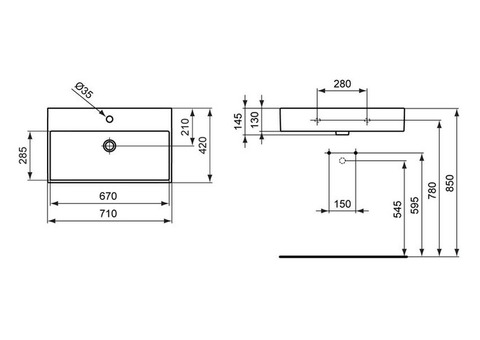 Раковина накладная Ideal Standard Strada K078201 710x420 мм