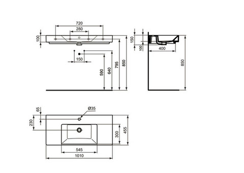 Раковина накладная Ideal Standard Strada K079001 1010x455 мм