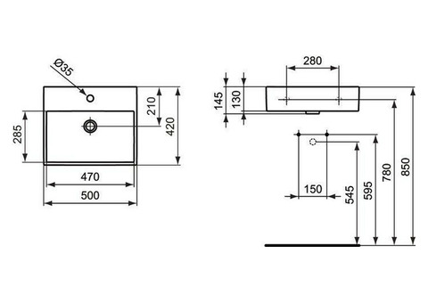 Раковина накладная Ideal Standard Strada K081601 500x420 мм