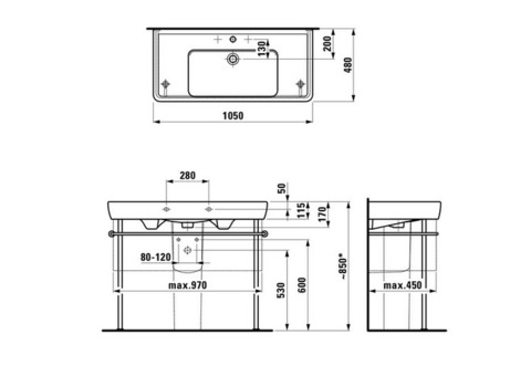 Раковина накладная Laufen Pro A 8.1395.8.000.104.1 1050х480 мм