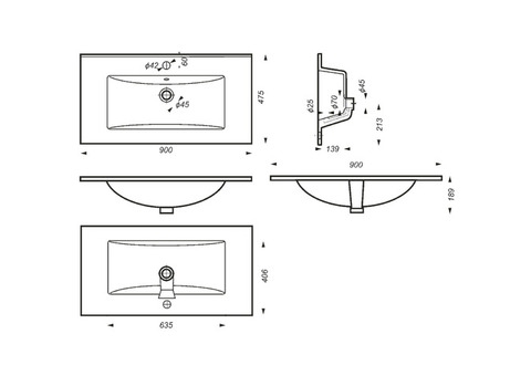 Раковина накладная Sanita Luxe Quadro 90