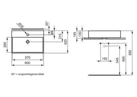 Раковина настольная Ideal Standard Strada K078101 600x420 мм