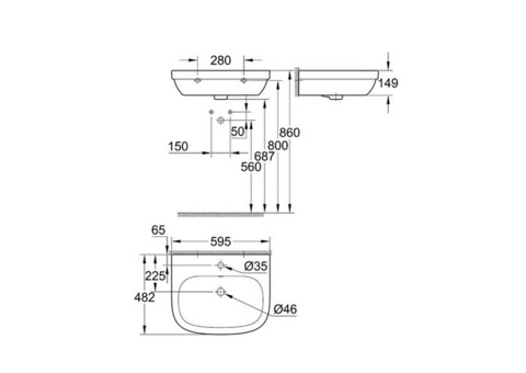 Раковина подвесная Grohe Euro Ceramic 39335000 600х480 мм