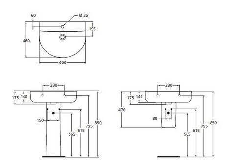 Раковина подвесная Ideal Standard Connect Arc E7875MA 600x460 мм