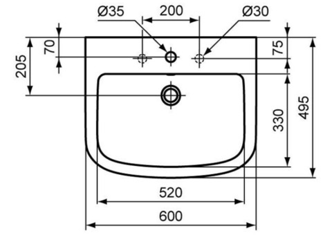 Раковина подвесная Ideal Standard Tempo T056401 600x500 мм