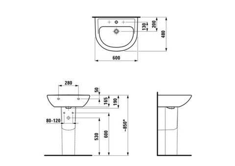 Раковина подвесная Laufen Pro B 8.1095.2.000.104.1 600х480 мм