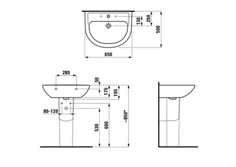 Раковина подвесная Laufen Pro B 8.1095.3.000.104.1 650х500 мм