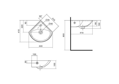 Раковина подвесная Santek Ирис WH110514 440×410 мм