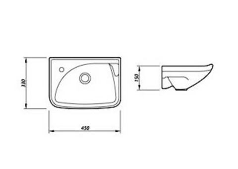 Раковина подвесная Лобненский Стройфарфор Мотив 10/1-28L 450х330 мм