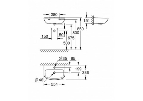 Раковина подвесная Grohe Bau Ceramic 39440000