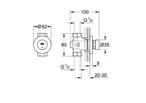 Вентиль нажимной автоматический Grohe Euroeco Cosmopolitan T 36268000