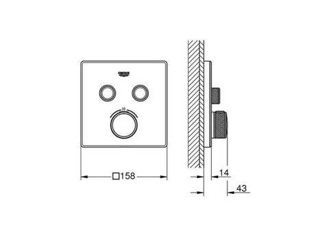 Внешняя часть термостата Grohe Grohtherm SmartControl 29156LS0