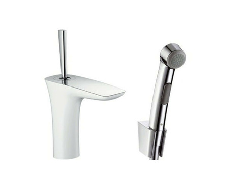 Смеситель для биде Hansgrohe PuraVida 15275400 белый/хром c гигиеническим душем