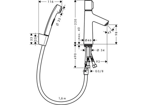 Смеситель для биде Hansgrohe Talis Select S 72291000 с гигиеническим душем