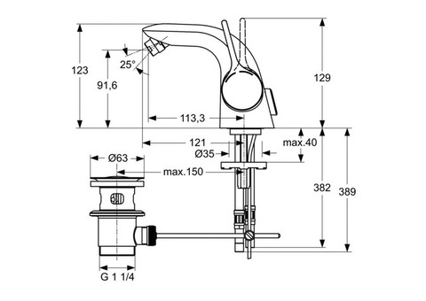 Смеситель для биде Ideal Standard Melange A4268AA