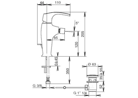 Смеситель для биде Jacob Delafon Symbol E73680-CP