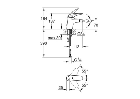 Смеситель для биде Grohe Eurostyle 23721003