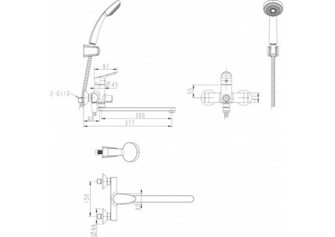 Смеситель для ванны Bravat Drop F64898C-LB