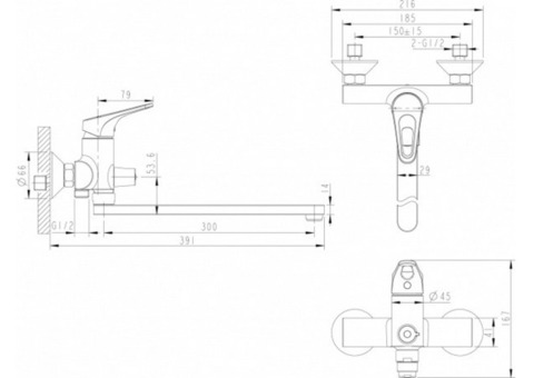 Смеситель для ванны Bravat Drop-D F648162C-01A