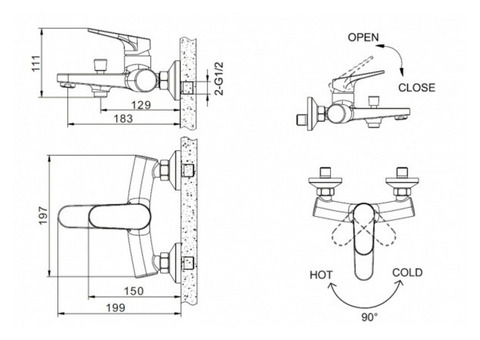 Смеситель для ванны Bravat Eler F6191238CP-01-RUS