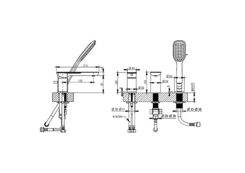 Смеситель для ванны Bravat Gina F565104C-2-ENG