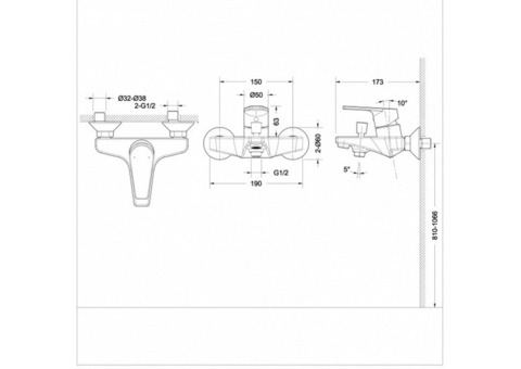 Смеситель для ванны Bravat Line F65299C-1