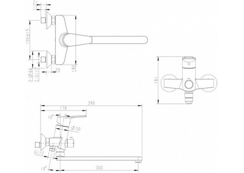 Смеситель для ванны Bravat Line F65299C-1L