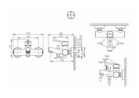 Смеситель для ванны Bravat Palace F6172217CP-01-RUS