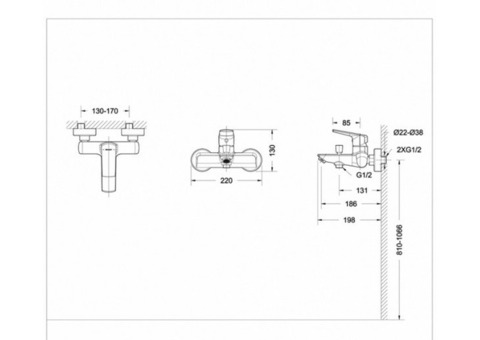 Смеситель для ванны Bravat Real F6121179CP-01