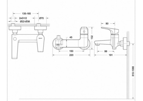 Смеситель для ванны Bravat Vega F6119177CP-01