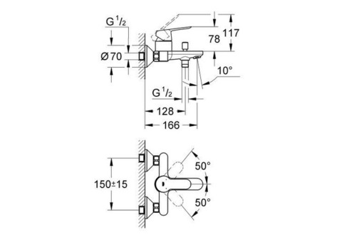 Смеситель для ванны Grohe BauEdge 23334000