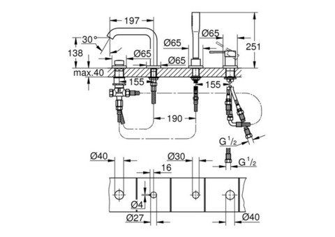 Смеситель для ванны Grohe Essence+ 19578001